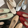 Women Ballet Flats Shallow Fashion Shallow Women Ballet Flats Dance Shoes Casual Female Soft Footwear Butterfly-Knot Ladies Flats Slip On Shoes