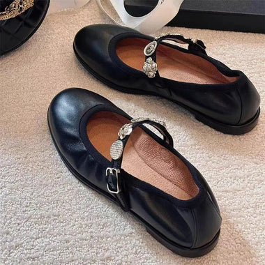 2025 New Autumn Women Flat Shoes Fashion Metal buckle Shallow Mary Janes Ladies Casual Ballet Flats Outdoor Soft Loafers