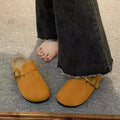 New Retro Fashion Women's Shoes Solid Color Soft Soled Slingback Shoes Round Toe Thick-Soled Suede Clogs Sandals Outdoor Beach