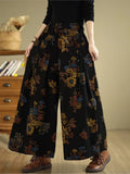 Jeans Retro Autumn Flower Floral Print Fashion Elastic High Waist Ladies Trousers Oversized Long Women Loose Woman Denim Pants