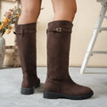 Women's New Autumn Winter Western Style Long-thigh Boots Heightened Comfort Retro Warm Fashion Boots Flat Shoes Plus Size 36-43