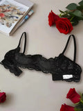 Women's Soft Sheer Lace Quarter Cup Bra Underwire Push Up Sexy Lingerie Open Bust Breathable Skin-Friendly Comfort Brassiere