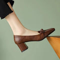 Ladies Spring New Fashion Trend Simple Bow Design Square Toe Single Shoes Outdoor Leisure Comfortable High Heel Women's Shoes