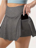 Women's Skirts Tennis Women's Solid Color High Waisted Tennis Pleated Skirts Inner Pocket Quick Drying Sports Short Running Fitness Skirt