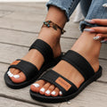 Women's Simple Style Toe-Open Sandals Breathable Skin-Friendly Comfortable Flat Bottom Slip-On Shoes Mesh Material