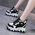 9.5CM High Platform Sneakers for Women Chunky Leather Shoes Fashion Walking Trainers Casual Shoes Woman Lace-up Vulcanized Shoe