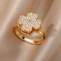 Women Stainless Steel Rings For Luxury Zircon Geometric Rings For Women Stainless Steel Gold Color Open Ring Trendy Wedding Party Aesthetic Jewerly Gift Femme