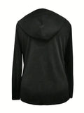 Women's Autumn Casual Hooded Hoodie Comfortable Solid Color Feather Heart Print Long Sleeve Thin Top