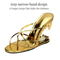 Fashion Super High Strange Heel Mules For Women Narrow Band Summer Slippers Sexy Night Club Party Shoes
