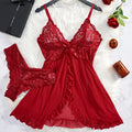 Women Lingerie Slip Summer Sexy Lingerie Dress Women Lace See Through Nightdress Sleepwear Solid Slim Soft V Neck Full Slip Sleepwear & Dresses