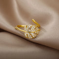 Women Stainless Steel Rings For Luxury Zircon Geometric Rings For Women Stainless Steel Gold Color Open Ring Trendy Wedding Party Aesthetic Jewerly Gift Femme