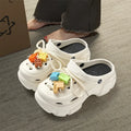 Women's Lace Blocks Jelly Shoes Summer Outdoor Activities, Cute Thick Sole Non-Slip Increased Toe Cap Sandals