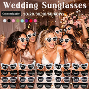 Party Bachelorette Glasses 10-60Pcs Personalised Wedding Sunglasses Custom Heart Shaped Sunglasses Wedding Gifts for Guests Bachelorette Party Glasses