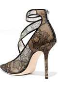 Women Pumps 2026 New Black Lace Strap High Heels Fashion Women's Shoes Pointed Toe Stiletto Luxury Noble Banquet Party Shoes