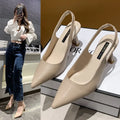 Summer Fashion New Breathable Pointed Toe Stiletto Heel PU Comfortable and Elegant Women's Shoes Shallow Mouth Sexy Sandals