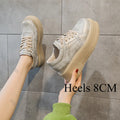 8CM Height Increasing Womens Shoes Fashion Causal Non-slip Sport Footwears Chunky Designer Vulcanized Lace-up Sneakers Zapatos