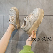 8CM Height Increasing Womens Shoes Fashion Causal Non-slip Sport Footwears Chunky Designer Vulcanized Lace-up Sneakers Zapatos