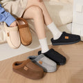 Women's Minimalist Fleece-Lined Slippers, Faux Suede Mules with Thick Plush, Warm Non-Slip Flat House Shoes for Fall Winter