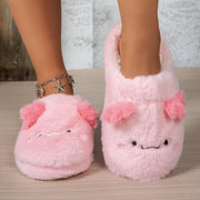 Winter Women Pink Axolotl Cute Cartoon Plush Slippers Indoor Fuzzy Warm Non-slip Bedroom Anti-slip Fluffy Shoes