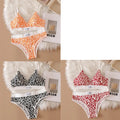 3/6pcsSeamless Bra Set, Low Rise Underwear, Leopard Print Bra, Sexy Lingerie Set, V-Neck Sports Bra, Women'S Cotton Lingerie Set