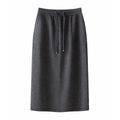 Women's Skirt Women's Knit Skirt Midi Length Drawstring Waist Straight Casual Loose Skirt with Pockets