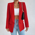 Spring Women Jacket Solid Polyester Cotton Non Strech Long Sleeve Office Lady Blazers New Fashion In Outerwears Coats