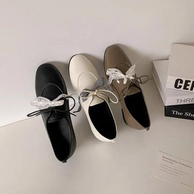 Spring Autumn New Round Toe Lace Up Women's Flats and Loafers 2026 Fashion Solid Casual Lightweight Women Shoes Zapatos De Mujer
