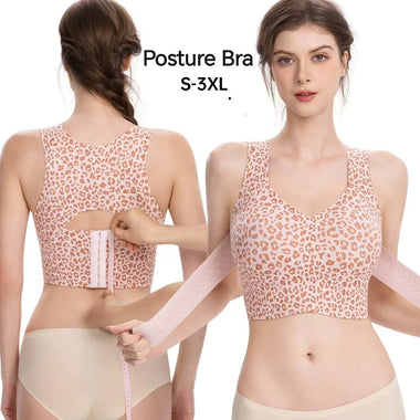Women Plus Size Front Closure Jelly Support Posture Bra Wireless Push up Anti-Sagging Lifting Full Figure Sports Bra for Women