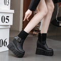2025 9cm High Wedges Heeled Ankle Boots Women Fashion Long Knee-high Boots Female Wedding Party Sexy Black Warm Shoes Winter