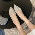 2025 Fashion Woman Ballet Flats Shoes Rhinestone Loafers Flat Pointed Toe Shoe Female Casual Slip on Flats Footwear Boat Shoes