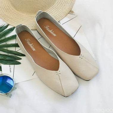 New Women's Square Toe Flats Trendy Versatile Shoes Shallow Mouth Lazy Bean Shoe Fashion Elegant Ladies Shoes Zapatos Mujer