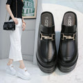 13CM Women Shoes Mules Genuine Leather Gereen White Black Platform Shoes Sandals Slippers Slides Women Summer Shoes