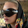 Retro Rimless Oversized Sunglasses Women Fashion Luxury Big Frame One Piece Gradient Sun Glasses Retro Classic Shades UV400