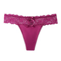 Women Satin Lace Thong Panties Low Waist Bowknot G-string Floral Lace Trim Soft Comfortable Ladies Underwear Intimates Lingerie