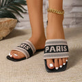 Fashion Mixed Colors Letter Flat Slippers Women Plus Size Light Square Toe Casual Slippers Comfort Soft Sole Anti Slip Slides