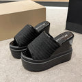 Aphixta 12cm High Heels Wedge Slides Sandals Height Increasing Summer Women Shoes Breathable Mesh Woman Wedge Slippers