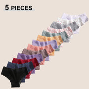 5Pcs/Set Women's Cotton Lace Patchwork Bikini Panties Seamless Low Waist Quality Breathable Brazilian Panty Female Sexy Lingerie