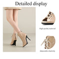 Women Sexy Thin High Heel Dance Shoes Party Ballroom Pole Jazz Lace Up Platform Dancing Boots Short Tube Heels 9.5/11cm Booties