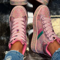 High Top Rhinestone Printing Women's Platform Shoes New Heightened Casual Sneakers Shine Design Outdoor Shoes Luxury Sneakers