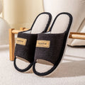 Breathable Linen House Slippers for Men Women, Non Slip Quiet Indoor Floor Slippers, Unisex Home Shoes for All Seasons