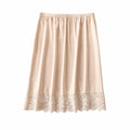 Thin Ice Silk Modal Female Half Length Skirt Lace Anti-glare Underskirt Mesh Flower Pure Color Half Slip Dress Petticoat