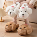 Fluffy Platform Slippers Women Home Plush Winter Dog Cartoon Designer Shoes Girls Indoor Fuzzy Fur Slides Unisex Soft Non-Slip