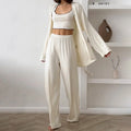 Chic Summer Homewear Sleepwear Knitted Milk Silk Fungus Edge Pajamas Three-piece Soft Skin-friendly Loungewear Women's 2026 Y2K