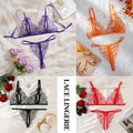 Elegant Floral Lace Lingerie Set With Choker Women Intimates Underwire Bra And Thongs Lady Underwear Set Back Closure Hollow Bra