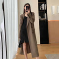 FANAN Elegant Long Trench Coat Women Korean Double Breasted Office Lady Blazer Jacket Fashion Streetwear Long Sleeved Overcoats