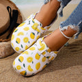 Fashion Women's Lemon Print Slip-On Shoes Adjustable Double Buckle Comfortable Thick Sole Durable Home Garden Streetwear