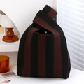 Reusable Knitted Stripe Wrist Bag Woven Handbag Stripe Female Shopping Bags Large-capacity Knitted Bucket Bag Women Tote Bags