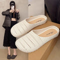 Breathable Baotou Half Slippers Lightweight Hollow Flat Bottom Slippers All-Match Anti-Slip Hand-Woven Slippers Summer Wear