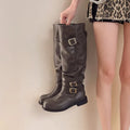Fall/Winter High-End Retro Women's Two-Wear Ankle Boots with Belt Buckle and Knee-Length Boots - Cool and Stylish Rider Boots