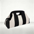Casual Polyester Knitted Handbag Stripe Pattern Large Capacity Cosmetic Pouch Soft Texture Tote Bag Daily Carry